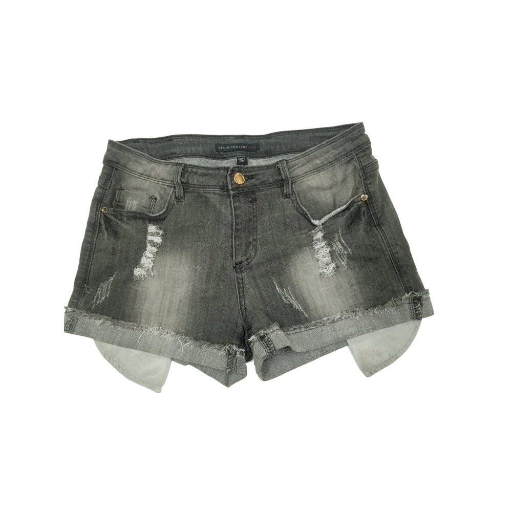 Denim Couture Distressed Gray Wash Denim Shorts Cuffed Hem Juniors Size‎ M Boho